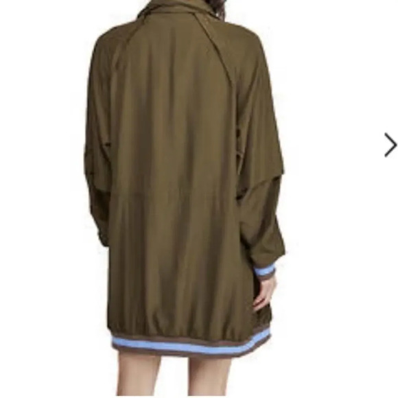 Free people oversized long bomber windbreaker w concealable hood XS funnel neck - Picture 2 of 8